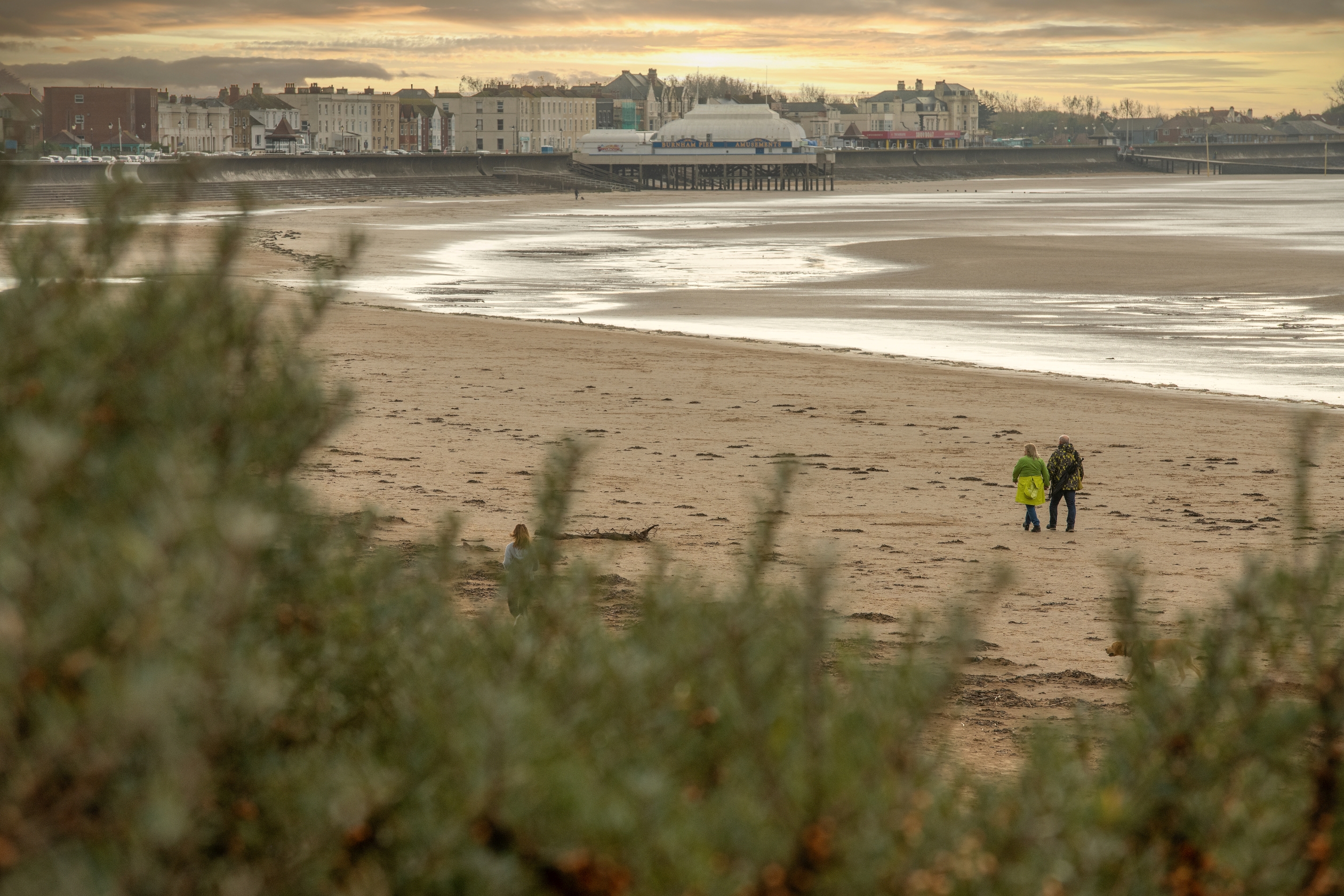 View of Burnham-on-Sea beach during autumn